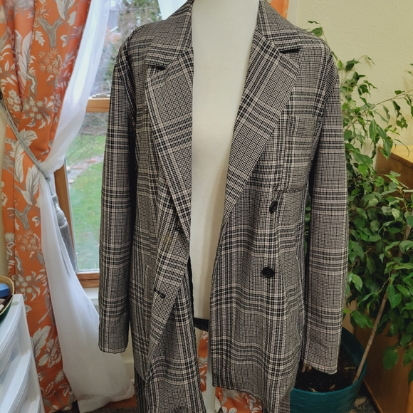 ZARA HOUNDSTOOTH KNOT BLAZER BROWN - Picture 4 of 8